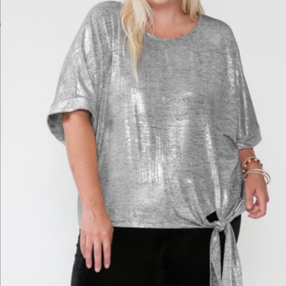 BRAND NEW RK APPAREL Silvertone Tie-Hem Dolman Top, plus size 2X - Picture 1 of 1